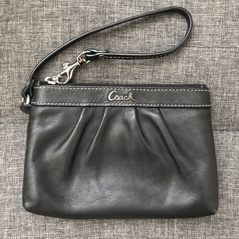 Coach wristlet, black & silver
